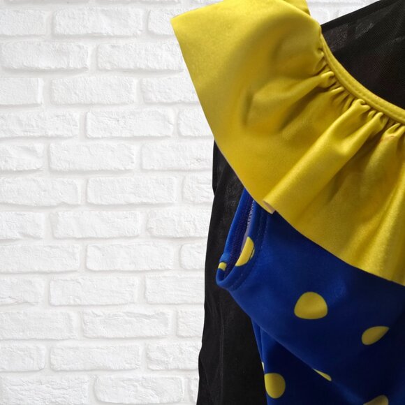 Blue & Yellow Acro Dance Costume (Child Medium) – Leotard with Skirt - Picture 3 of 5